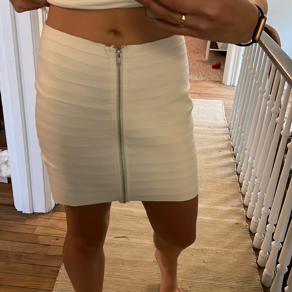 White Mini Skirt with Silver Zipper - Miami